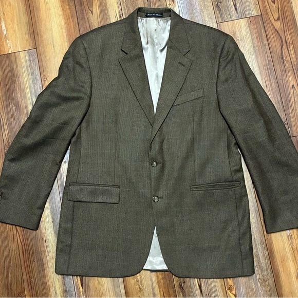 Lauren Ralph Lauren Brown Wool Blazer 42R Herringbone Sport Coat Mexico - Picture 3 of 12